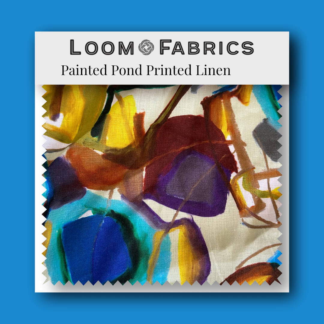 painted pond printed linen swatch
