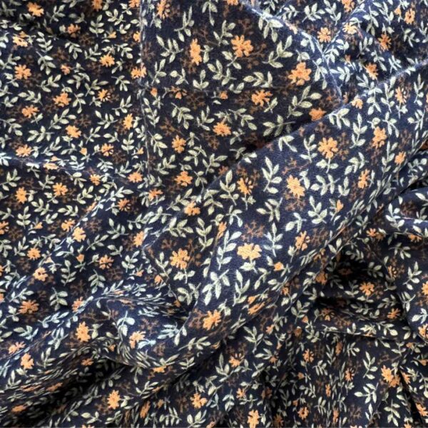 ditsy floral brushed cotton navy colourway swirl